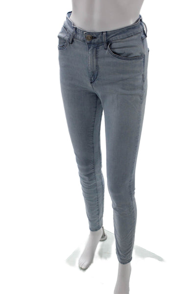 3x1 NYC Womens Cotton Five Pocket Mid Rise Skinny Jeans Light Blue Size 26
