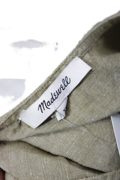 Madewell Womens Linen Short Sleeve V Neck A Line Dress Beige Size XXS
