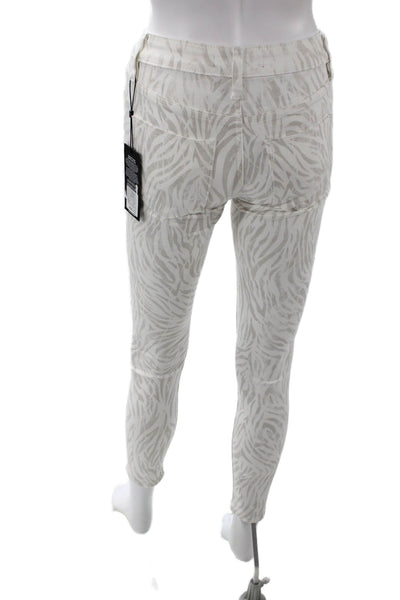 Hudson Womens Mid Rise Zebra Print Skinny Jeans White Size 24