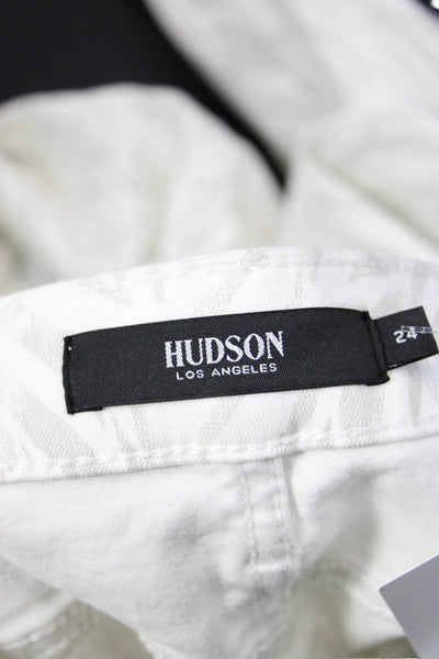Hudson Womens Mid Rise Zebra Print Skinny Jeans White Size 24