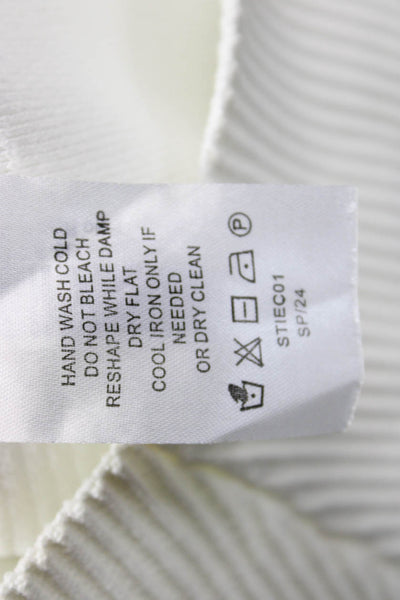 Quince Womens Cropped Sleeveless V Neck Collared Top White Size XS