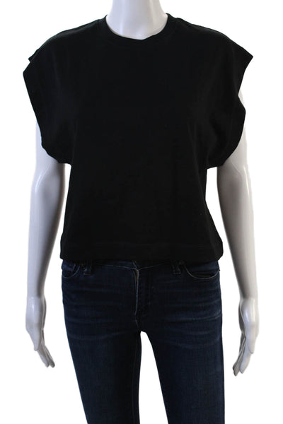 Zara Womens Short Sleeve Crewneck Crop Top Black Size S
