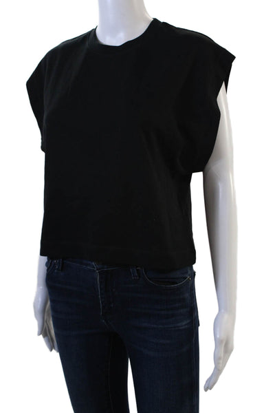 Zara Womens Short Sleeve Crewneck Crop Top Black Size S