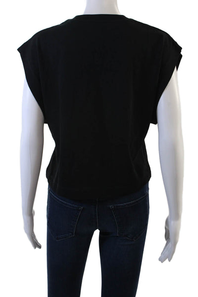 Zara Womens Short Sleeve Crewneck Crop Top Black Size S