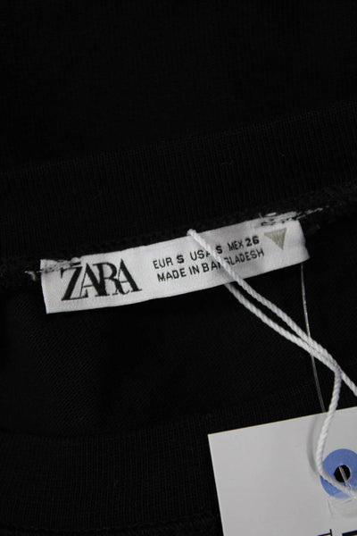 Zara Womens Short Sleeve Crewneck Crop Top Black Size S
