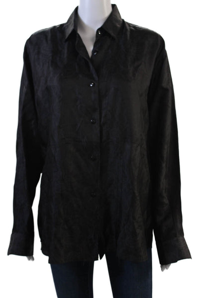 Kimberly Taylor Womens Paisley Print Button Down Blouse Black Size M