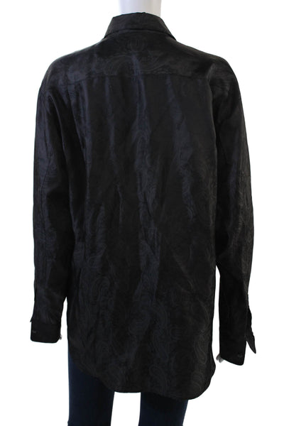 Kimberly Taylor Womens Paisley Print Button Down Blouse Black Size M