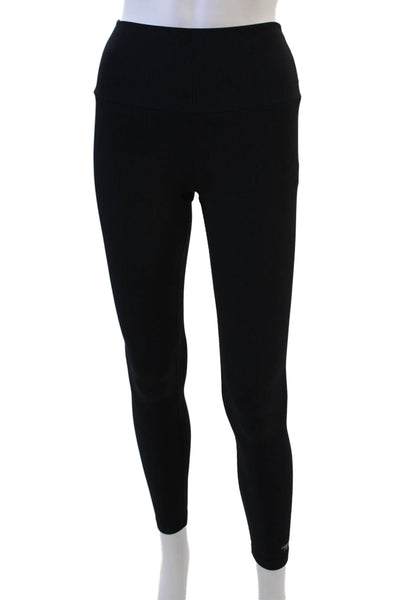 Running Bare Woomens Ribbed Textured Pull On Leggings Solid Black Size XS