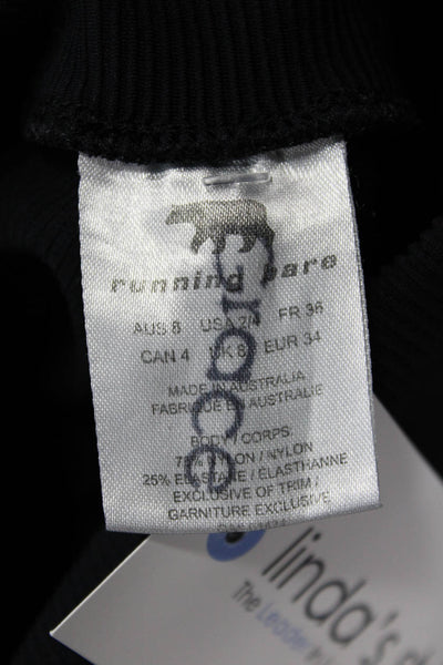 Running Bare Woomens Ribbed Textured Pull On Leggings Solid Black Size XS