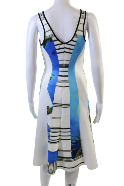Clover Canyon Womens Textured Sleeveless Round Neck Stripe Dress White Size M