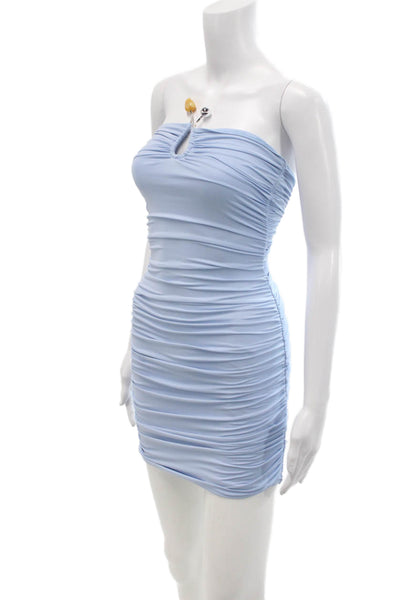Peppermayo Womens Ruched Strapless Dress Blue Size 0