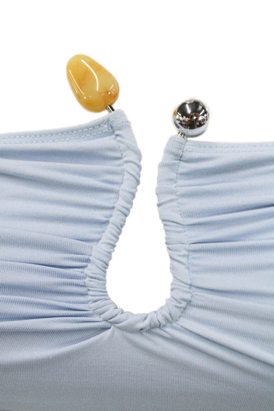 Peppermayo Womens Ruched Strapless Dress Blue Size 0