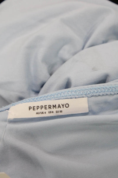 Peppermayo Womens Ruched Strapless Dress Blue Size 0