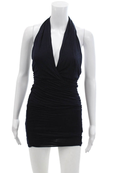 Bailey 44 Womens Ruched Mini Halter Dress Navy Size XS