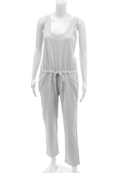 Leallo Womens Solid Scoop Neck Sleeveless Jumpsuit Gray Size XS