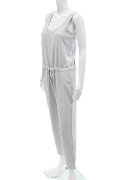 Leallo Womens Solid Scoop Neck Sleeveless Jumpsuit Gray Size XS