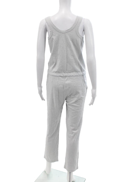 Leallo Womens Solid Scoop Neck Sleeveless Jumpsuit Gray Size XS