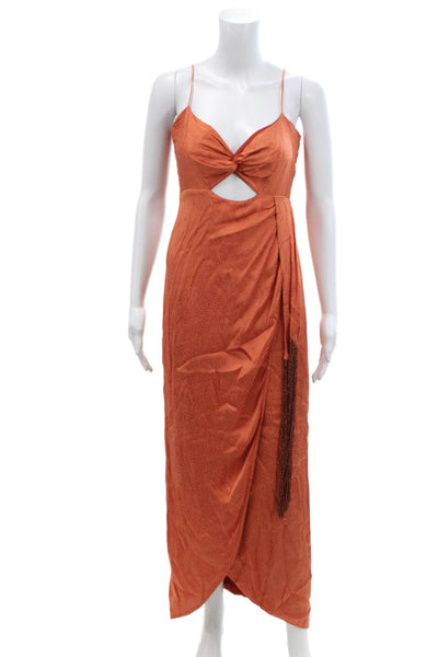 Azulu Womens Sleeveless Midi Dress Orange Size XS
