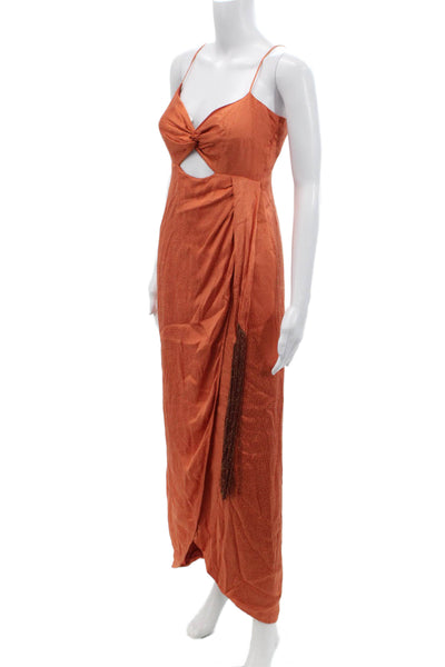 Azulu Womens Sleeveless Midi Dress Orange Size XS