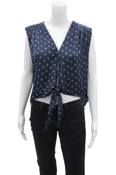 Free People Womens Geometric Tank Top Blue Size XS