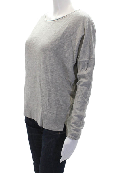 Vince Womens Cotton Boat Neck Long Sleeve Pullover Sweater Top Gray Size S
