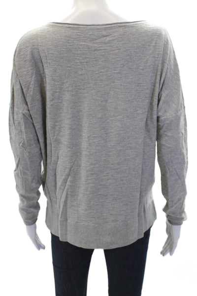 Vince Womens Cotton Boat Neck Long Sleeve Pullover Sweater Top Gray Size S