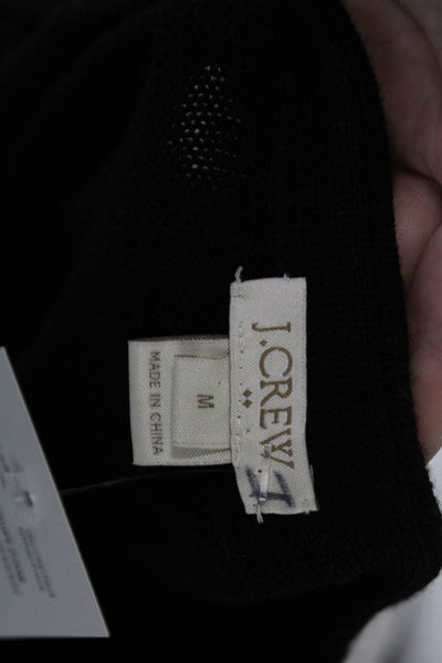 J Crew Womens Wool Crew Neck Front Pockets 3/4 Sleeve Sweater Top Black Size M