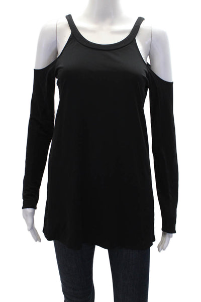 Ramy Brook Womens Long Sleeves Cold Shoulder Blouse Black Size Extra Small