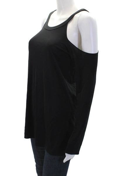 Ramy Brook Womens Long Sleeves Cold Shoulder Blouse Black Size Extra Small