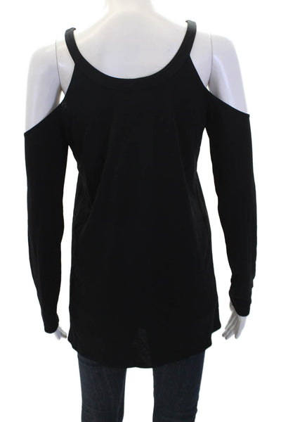 Ramy Brook Womens Long Sleeves Cold Shoulder Blouse Black Size Extra Small