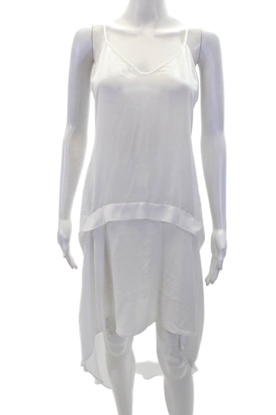 Topshop Womens Spaghetti Strap Asymmetrical Slip Dress White Size 2