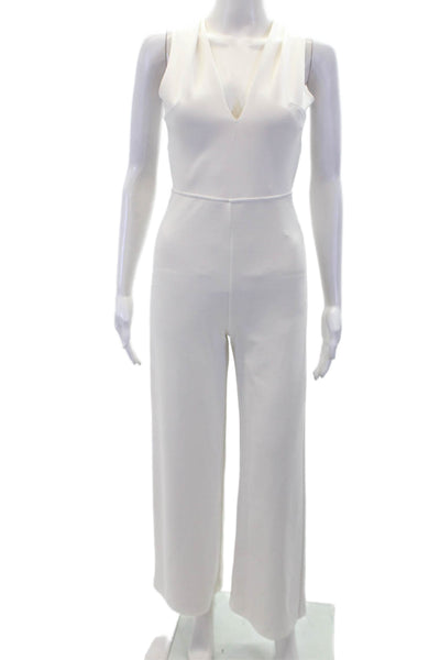 Lulus Womens V Neck Sleeveless High Rise Jumpsuit White Size Extra Small