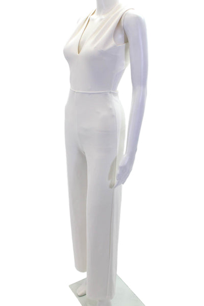 Lulus Womens V Neck Sleeveless High Rise Jumpsuit White Size Extra Small
