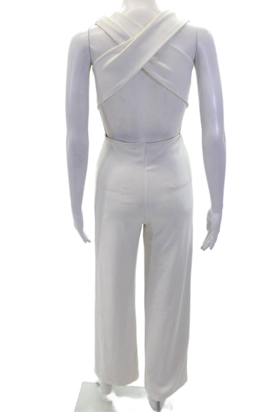 Lulus Womens V Neck Sleeveless High Rise Jumpsuit White Size Extra Small