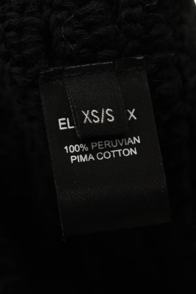 Eleven Six Womens Cotton Sequin Button Up Knit Top Black Size XS/S