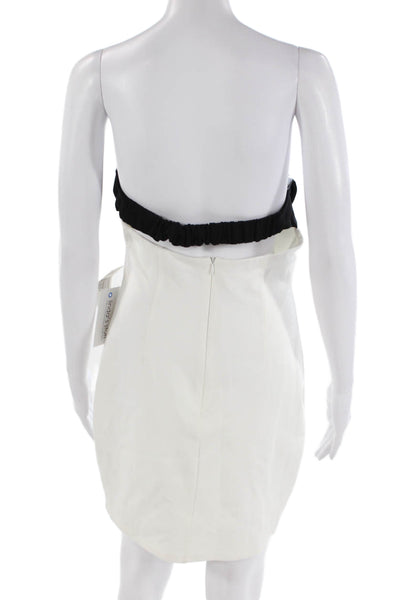 Fore Womens Bow Detail Zip Up Strapless Dress White Size L