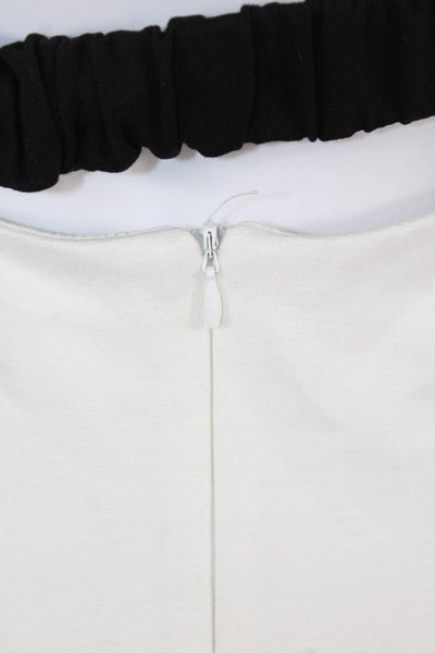 Fore Womens Bow Detail Zip Up Strapless Dress White Size L