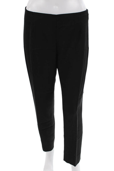Lela Rose Womens Textured Lined Zip Tapered Leg Pants Black Size S