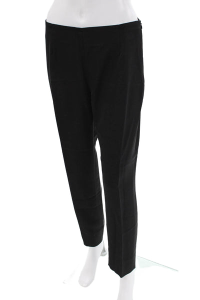 Lela Rose Womens Textured Lined Zip Tapered Leg Pants Black Size S