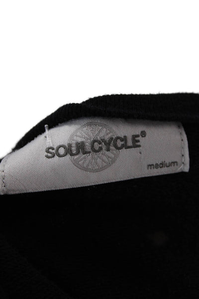 Soul Cycle Womens Cotton Round Neck Long Sleeve Distress Sweater Black Size M