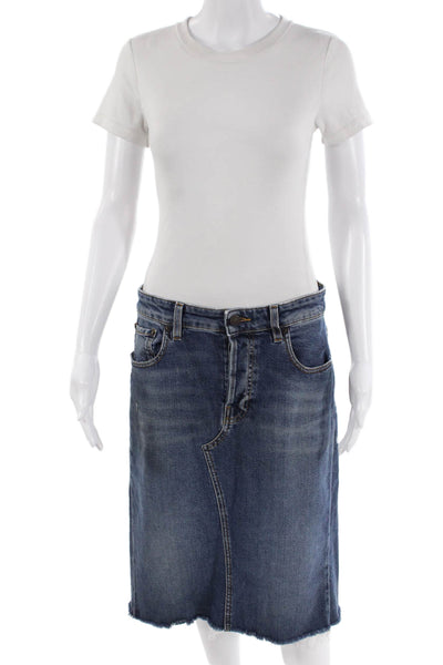 6397 Womens Cotton Midi Button Fly Denim Pencil Skirt Relic Blue Size 29