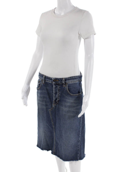 6397 Womens Cotton Midi Button Fly Denim Pencil Skirt Relic Blue Size 29