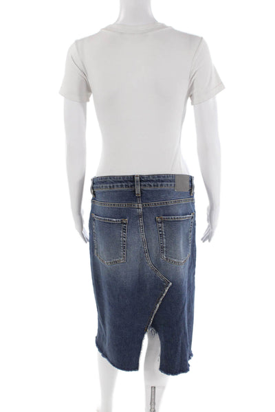 6397 Womens Cotton Midi Button Fly Denim Pencil Skirt Relic Blue Size 29