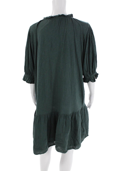 Velvet by Graham & Spencer Womens Cotton Ruffle Hem Shift Dress Green Size M