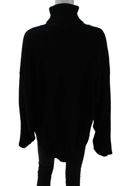 Zara Knit Womens Long Sleeves Tie Bottom Turtleneck Sweater Black Size Medium
