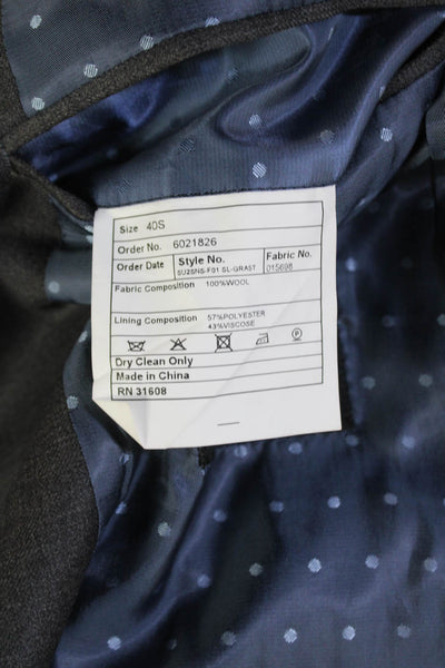 Jos A Bank Mens Solid Wool 2 Piece Single Breasted Suit Gray Size 40