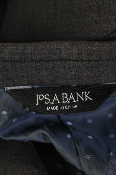 Jos A Bank Mens Solid Wool 2 Piece Single Breasted Suit Gray Size 40
