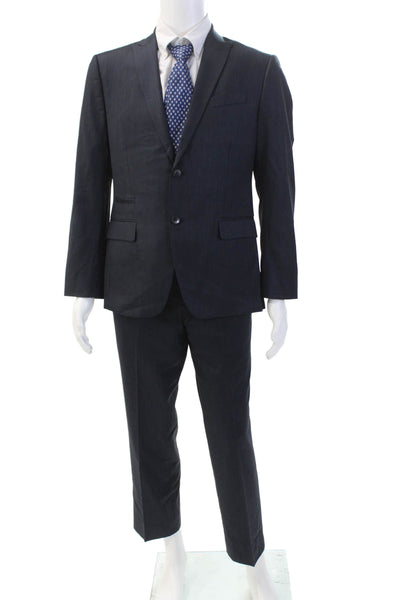 J. Ferrar Mens 2 Piece Single Breasted Suit Blue Size 40