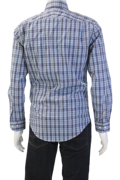 Nordstrom Mens Plaid Long Sleeve Button Down Shirt Blue Size 14.5