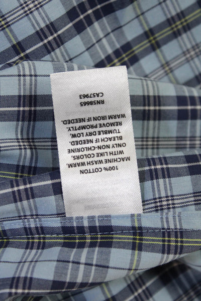 Nordstrom Mens Plaid Long Sleeve Button Down Shirt Blue Size 14.5